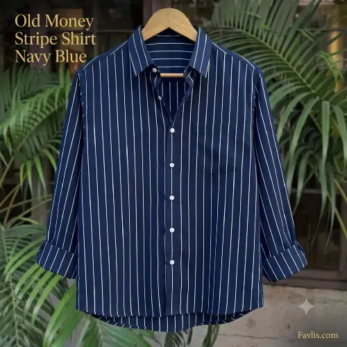Old Money Stripe Shirt Navy Blue
